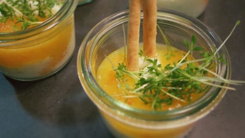 Käsecreme mit Mandarinen Birnen Marmelade