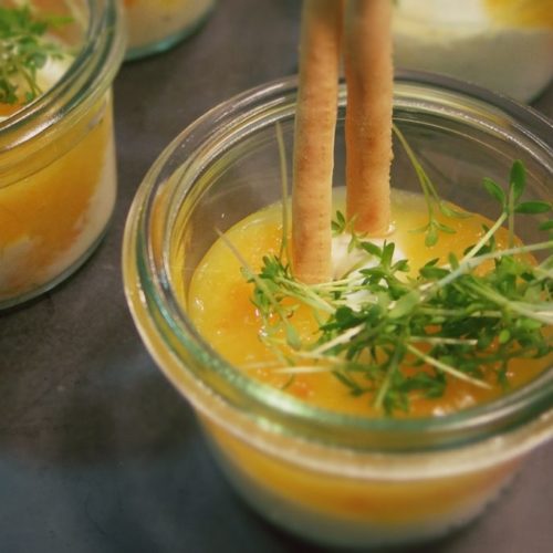 Käsecreme mit Mandarinen Birnen Marmelade